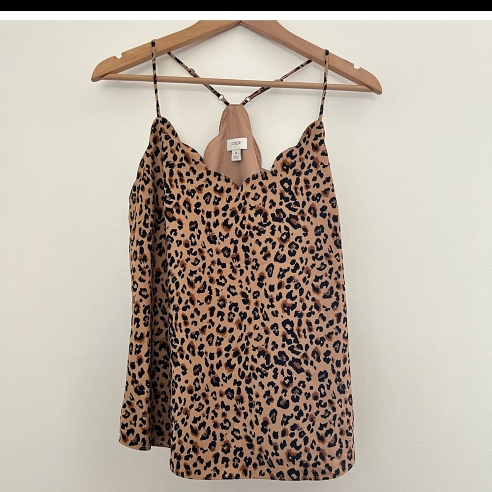 J CREW | Leopard Print Scalloped Camisole Blouse